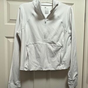 All in Motion White Cropped Polo Hoodie